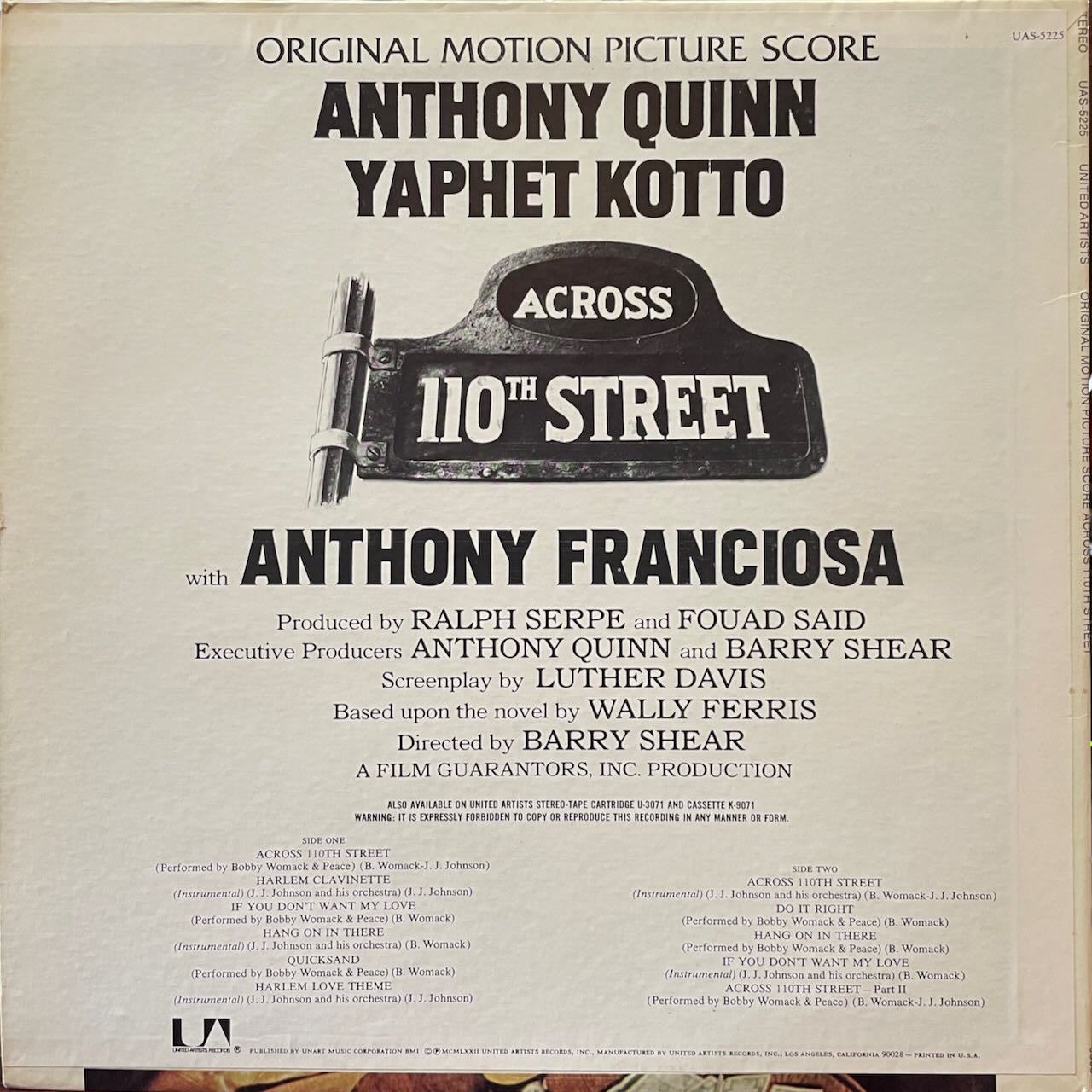 ACROSS 110TH STREET/O.S.T (BOBBY WOMACK)/中古レコード通販 SOUL ...