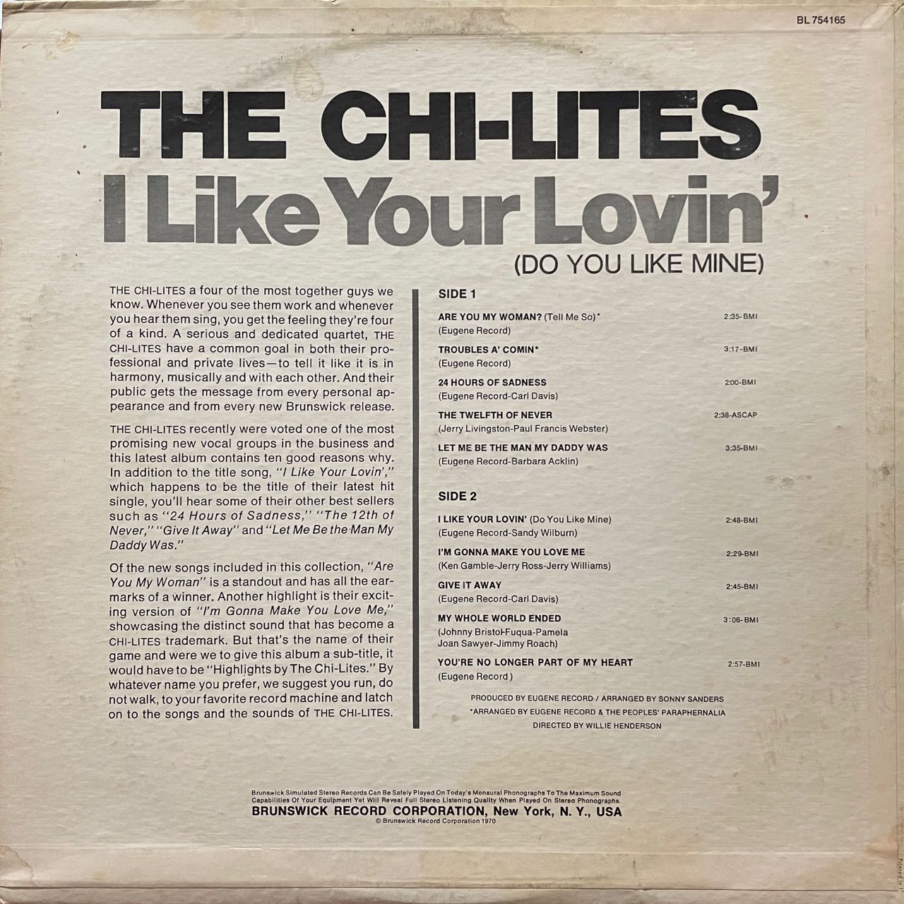 I LIKE YOUR LOVIN' (DO YOU LIKE MINE)/CHI-LITES/中古レコード通販 