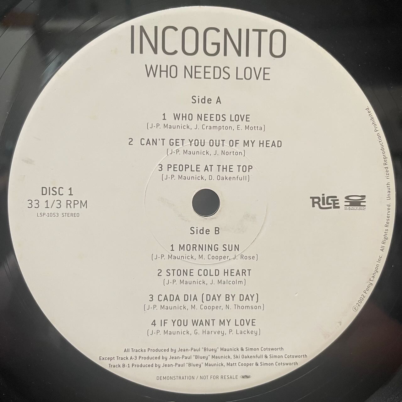 WHO NEEDS LOVE/INCOGNITO/中古レコード通販 SOUL CLAP（ソウル